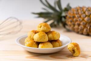 Delicious nastar cookies on a round white plate photo