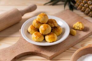 Traditional nastar cookies on a white plate photo