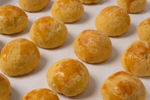 Close up of traditional nastar cookies on a baking tray photo