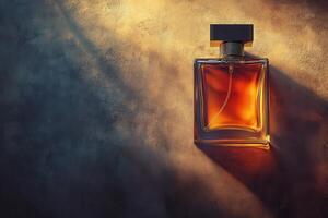 A Glass Bottle of Perfume on a Textured Surface photo