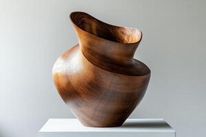 Abstract Wooden Sculpture with Organic Form photo