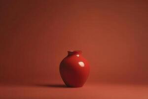 A Red Vase on a Red Background photo