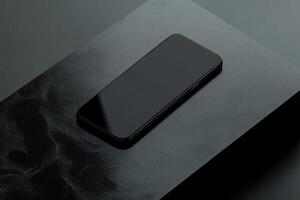 Black Smartphone on Dark Textured Surface photo