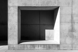Recessed Concrete Window Frame on Modern Building Facade photo