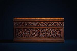 Ornate Wooden Box with Intricate Carvings photo