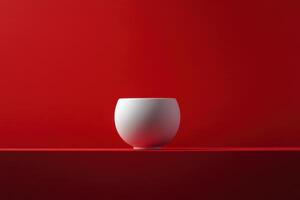 White Ceramic Bowl on a Red Surface photo