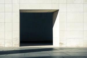 A Sunlit Rectangular Doorway in a White Tiled Wall photo