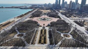 Stunning Grant Park in Chicago Illinois in United States . Panoramic View Lake. photo