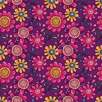 Seamless pattern with colorful funny patterns of leaves and flowers. A pattern with cute botanical designs. vector