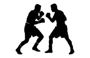Boxer Connecting A Knockout Punch Silhouette isolated on a white background vector