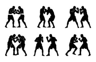 Boxer Connecting A Knockout Punch Silhouette Bundle vector