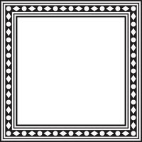 square black monochrome ancient Russian ornament. Slavic rectangle, border, frame. Paint of royal chambers. vector