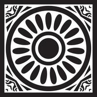 square Assyrian black monochrome ornament. Rectangle, border, frame of Mesopatamia. vector