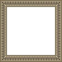 gold and black square Egyptian ornament. Rectangle, frame, ancient Egypt.Pattern of lotus flowers vector