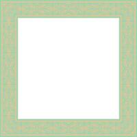 square European gold with green ornament. Rectangular pattern, circle, ring of the Middle Ages. Revival border. Decor of palaces and churches. vector