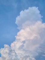 vertical blue sky high shape outdoor group of white clouds background in summer gradient light beauty background. beautiful bright abstract cloud and calm fresh wind air photo