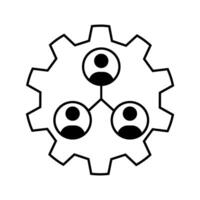 Teamwork concept icon, gears icon over white background, line style, illustration vector