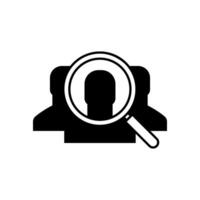 Search people icon isolated on white background. Magnifying glass and users. vector