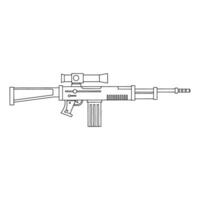 Submachine gun icon in outline style isolated on white background. Military symbol stock illustration. vector