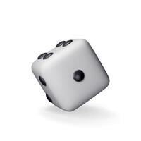 3D dice white playing cube isolated on white. Render rolling dice cube with dots icon. Idea of random choice or decision. vector