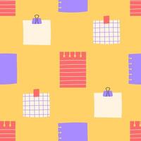 Colorful Office Seamless Pattern with Various Paper Sheets vector
