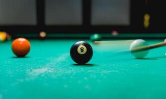 Billiard balls in a pool table. Background photo