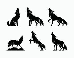 Howling Coyote Collection Silhouette Template Illustration vector