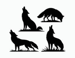 Forest Coyote Howling Silhouette EPS Template Illustration vector