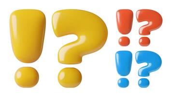 Question mark and exclamation point 3d yellow red and blue icons vector