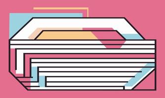 A pink and white box with a stack of papers inside vector