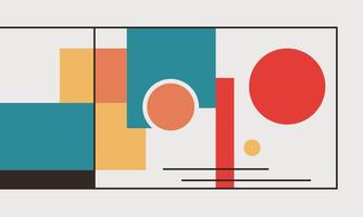 A colorful abstract design with a red circle and orange square vector