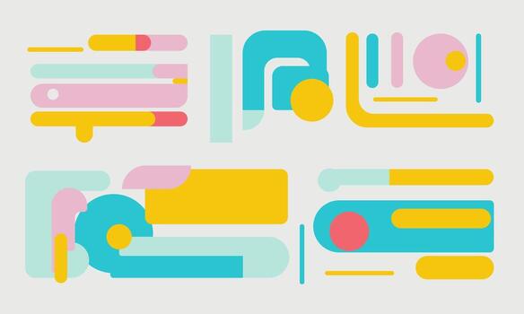 un conjunto de vistoso geométrico formas en un blanco antecedentes vector