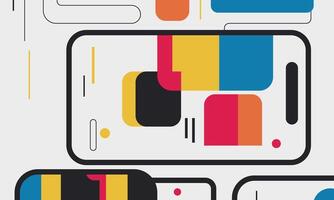 A colorful graphic of a smartphone with a colorful background vector