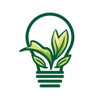illustration of a light bulb with a green plant. This design symbolizes the concept of green energy, emphasizing the synergy between innovation and nature for a sustainable future. vector