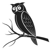 Outline of a Black Owl in Minimalist Style vector