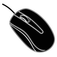 Simple Computer Mouse Icon in Black Silhouette vector