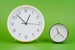 Time and work with time photo alarm clock in studio quality time management concept
