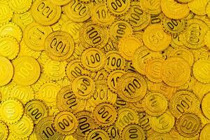 Gold coins and investment in gold market photo in studio. Concept of wealth and financial security.