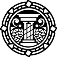 A solid style icon of ancient ruins symbol vector
