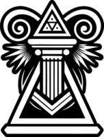 A solid style icon of engraved pillar symbol vector