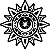 A glyph style icon of engraved sun symbol vector