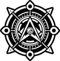A solid style icon of masonic wheel symbol vector