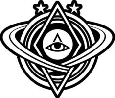 A glyph style icon of saturn ring symbol vector