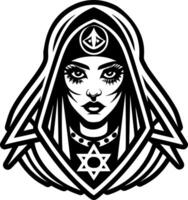 A solid style icon of veiled woman symbol vector