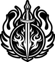 A solid style icon burning sword symbol vector