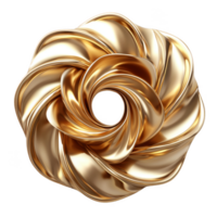 golden, intricately twisted metallic sculpture with circular, floral design, reflecting light beautifully. smooth, shiny surface enhances its luxurious appearance, making it elegant decorative png