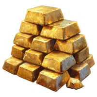 stack of shiny gold bars arranged in pyramid shape, reflecting light png