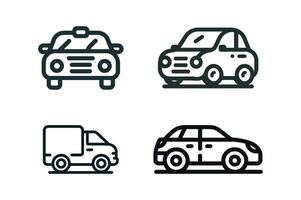 four different types of cars and trucks on a white background vector