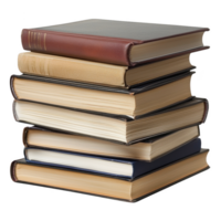 stack of various hardcover books with different colored covers and visible pages png