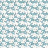 Seamless floral pattern with white tropical flower silhouettes on a turquoise background. Ideal for fabric design, wallpapers, wrapping paper, and digital backgrounds. Feminine and exotic modern. vector